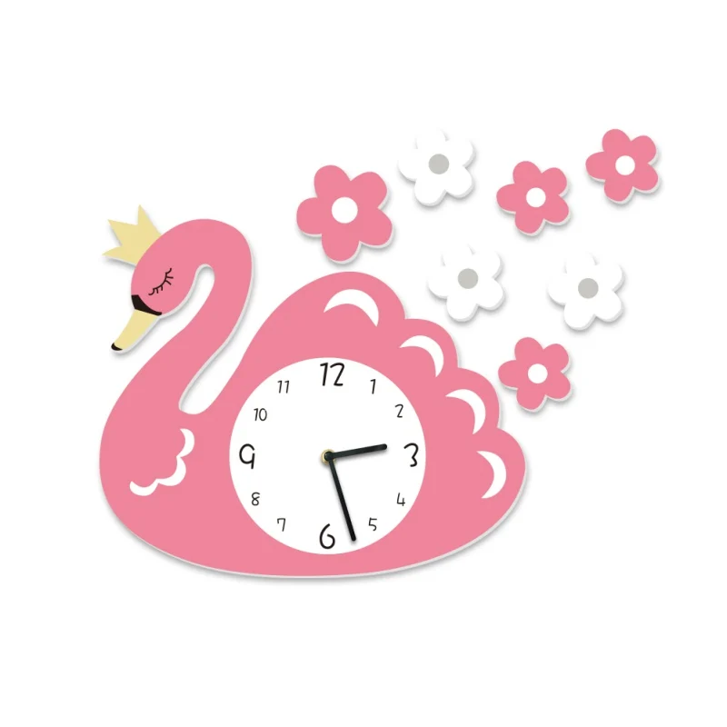 Прекрасный мультфильм лебедь качели настенные часы настенные наклейки декоративные креативные животные часы для детей Подарки дом Decora - Цвет: A1