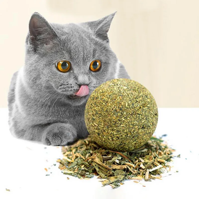 1/4pcs Natural Cat Catnip Toy Pet Treat Balls Pet Catnip Toys Interactive Cats Teeth Cleaning Supplies Can Be Sticky On Wall
