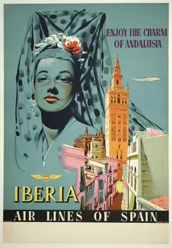 

400X300MM Iberia-Air-Lines-Of-Spain-Andalusia-Poster-1950s jumbo fridge magnet SFM-0416