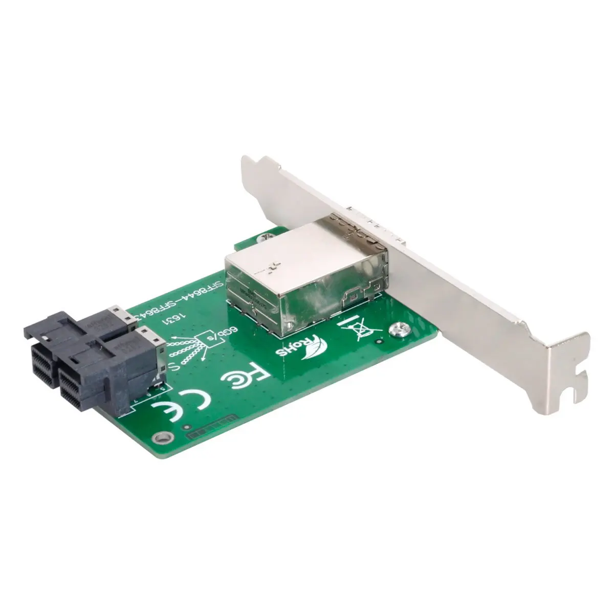 

Xiwai SFF-8644 Dual Ports Mini SAS HD to Internal SAS HD SFF-8643 PCBA Female Adapter With Low Profile Bracket