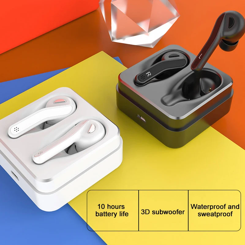 IPX5 водонепроницаемая Bluetooth гарнитура V5.0 TWS беспроводные наушники шумоподавление стерео наушники зарядная коробка Mic Handsfree Bl