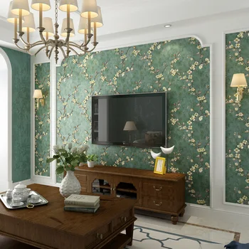 

Version with TV Background WallpaperRetro American Country Wallpaper Non-Woven Fabric 3D Garden Bedroom Living Room