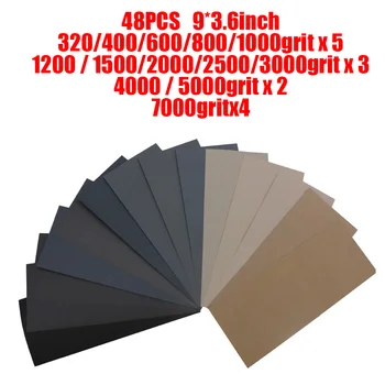 

48pcs Set 320-7000grit 9 * 3.6inch Silicon Carbide Wet And Dry Sandpaper High-quality Silicon Carbide