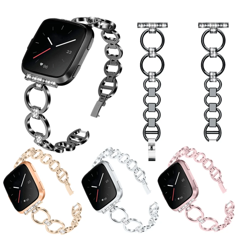 

For Fitbit Versa/Versa Lite Stainless Steel Women Diamond Dress Jewelry Band Strap for Versa Smart Watch Bracelet Wristband