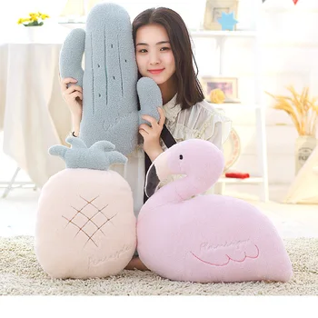 

Lucky Boy Sunday Fruit And Animals Stuffed Plush Toy Flamingo Cactus Pineapple Plush Pillow Stuffed Plush Doll Room Decoration