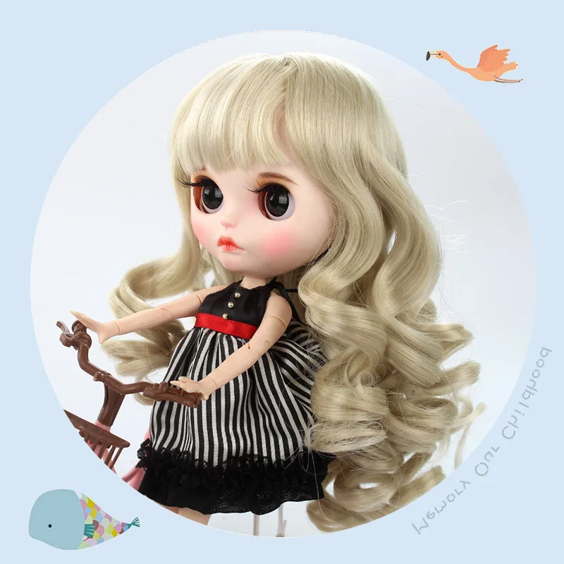 Blyth кукла парик DIY хаки длинные вьющиеся волосы высокотемпературный материал