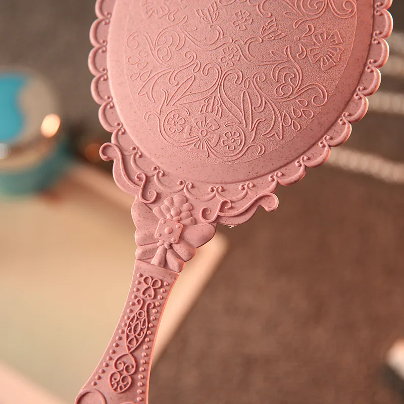 Превосходная ручка Ретро декоративный узор ручка портативное зеркало для макияжа зеркало с цветочной каймой переносное зеркало