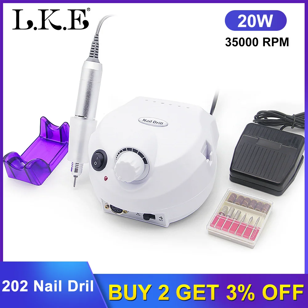 

LKE 35000RPM Electric Nail Drill Machine Apparatus For Manicure Pedicure With Cutter Nail Drill High Efficiency Kit Nail Tools