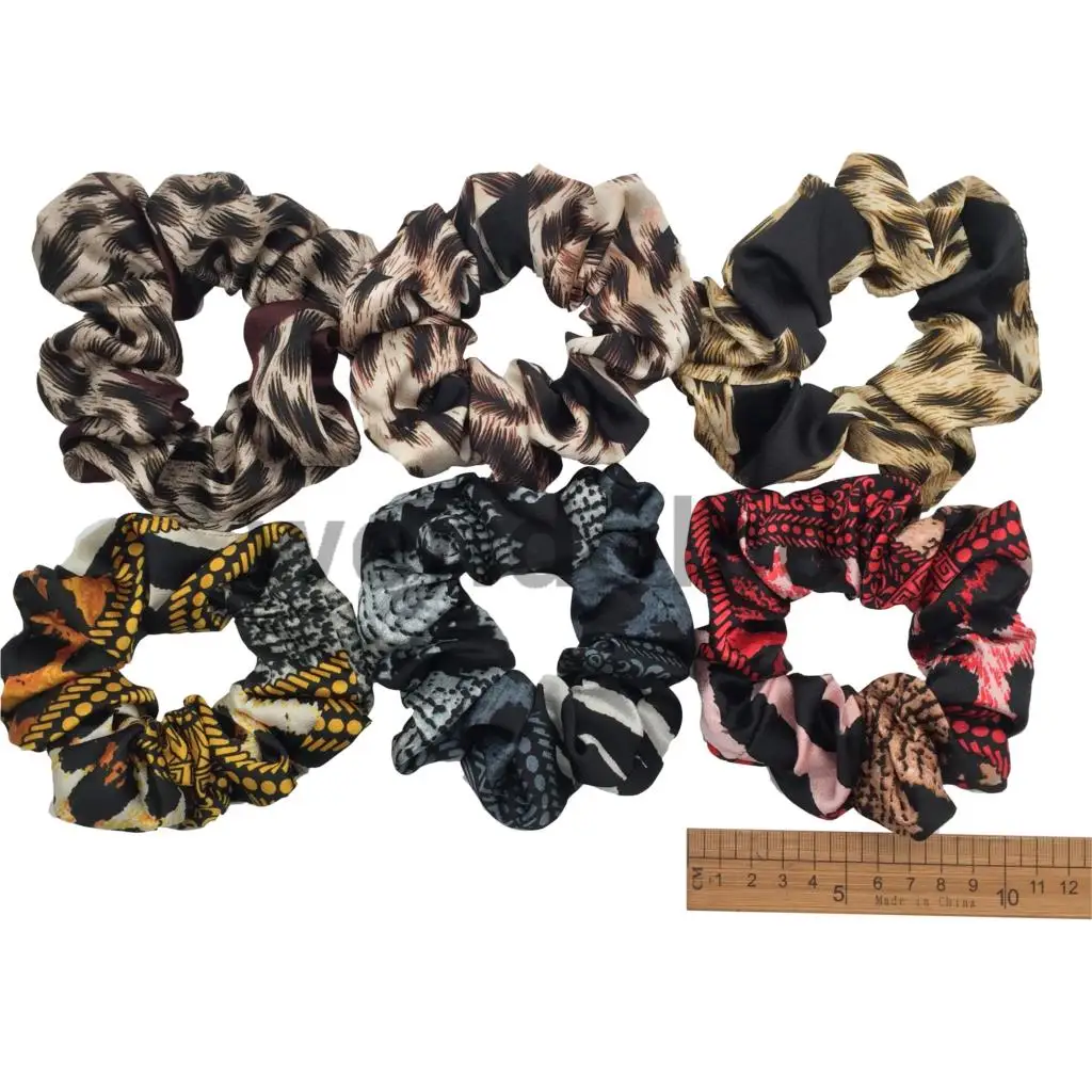 PJ010-6PCS 6 шт./партия, бархатные эластичные резинки для волос, резинки для волос для девочек, не складываются, леопардовые женские блестящие шифоновые Цветочные резинки - Цвет: PJ010-6PCS