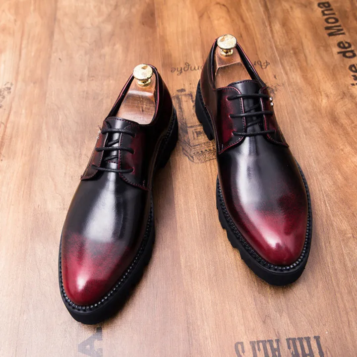 Merkmak/Мужская обувь в британском стиле; модные модельные туфли с круглым носком; дышащая Осенняя формальная обувь; оксфорды на шнуровке; большие размеры - Цвет: 1