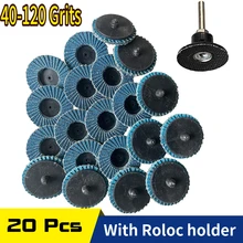 20 PIÈCES 2 Pouces Disque À Lamelles 40 60 80 120 Grain, Support avec 1/4 Tige de Meule Abrasive Roll lock Disque pour Meuleuse