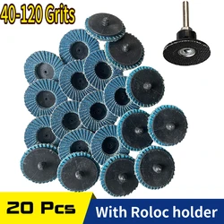 20 PIÈCES 2 Pouces Disque À Lamelles 40 60 80 120 Grain, Support avec 1/4 Tige de Meule Abrasive Roll lock Disque pour Meuleuse 