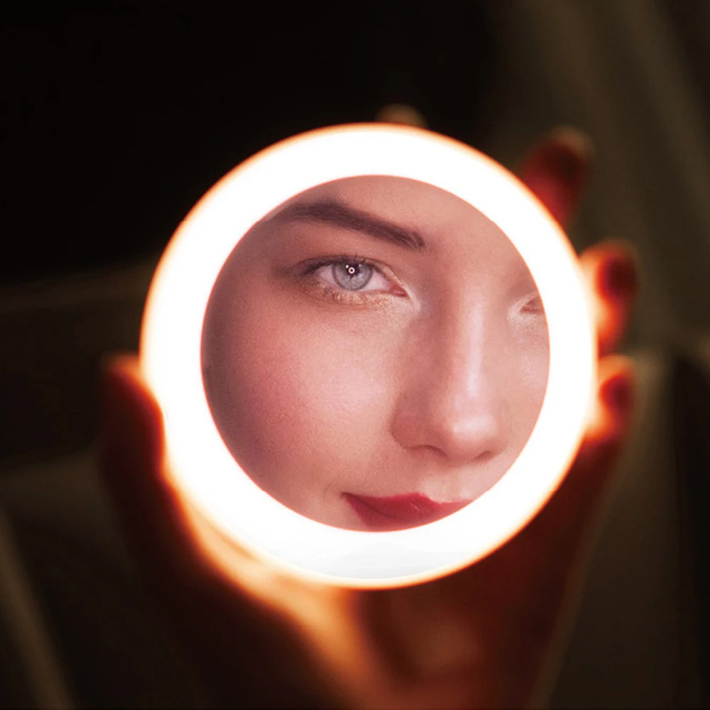 

LED Mini Makeup Mirror Hand Held Fold Small Portable Micro USB Connect Cable Cosmetic Mirror makeup tool