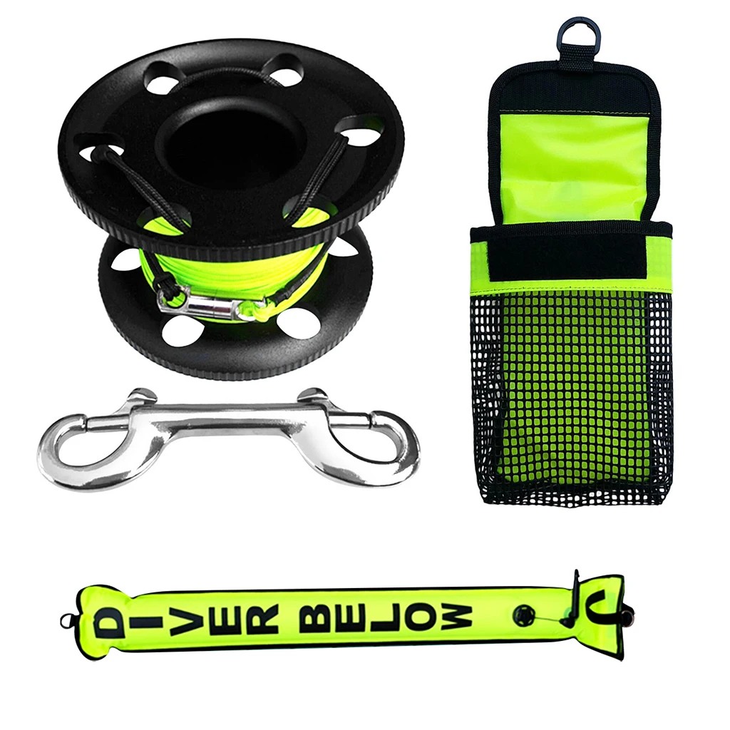 

Perfeclan 4FT Scuba Diving SMB Surface Marker Buoy+Finger Spool+Mesh Bag