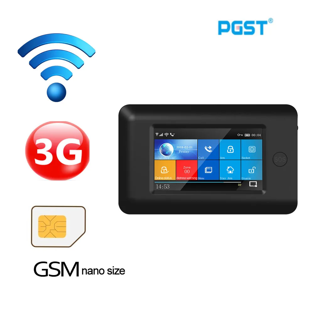 PGST 106 3G Wireless Home Security WIFI GSM Home Alarm System APP Control With Auto Dial Motion Detector Burglar Alarm System
