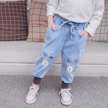 

2020 Autumn Baby Girls Denim Pants Cartoon Bear Kids Jeans Trousers Clothes Children's Denim Jeans Pants For Girls Winter Pants