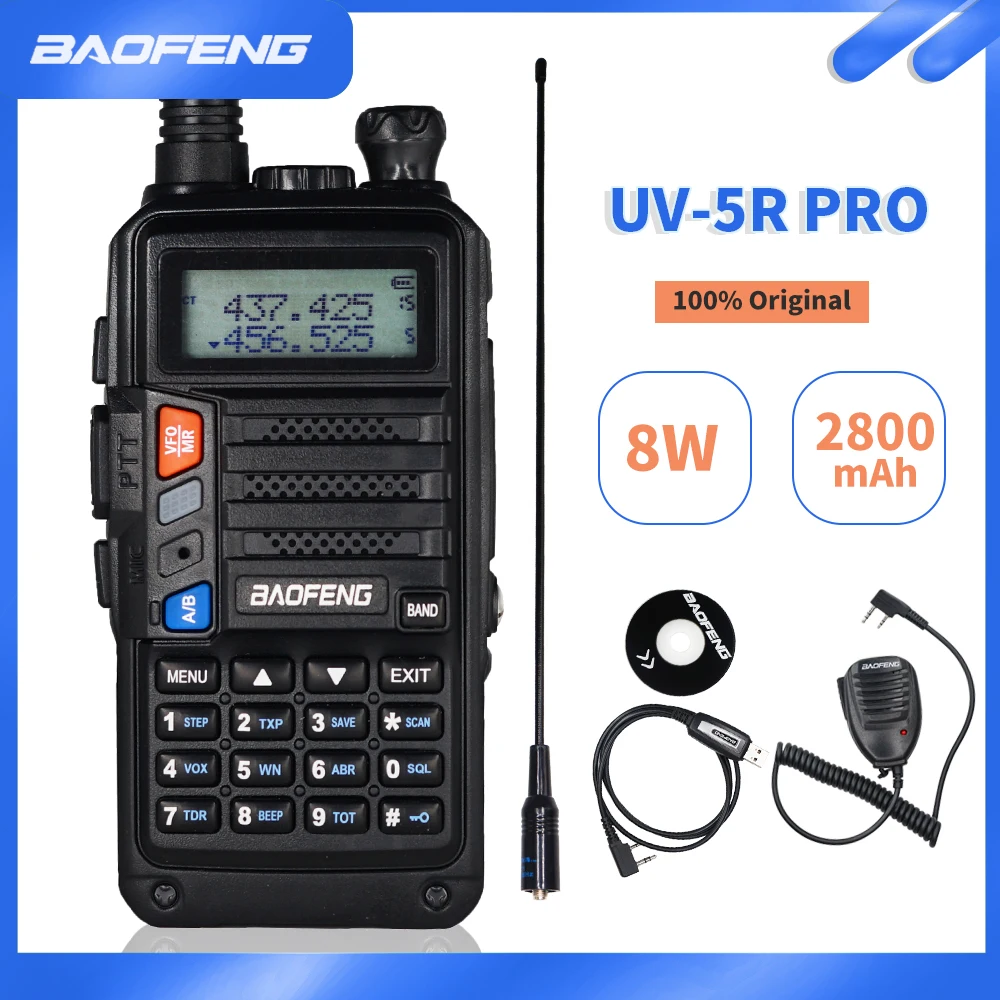 2020 BaoFeng UV 5R Pro мощная рация 8 Вт двухдиапазонный CB радио HF fm приемопередатчик