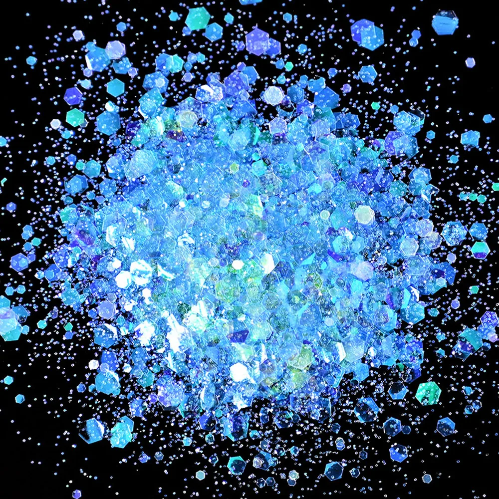 50 gr/beutel Holographische Gemischte Sechseck Form Chunky Nagel Glitter Pailletten Sparkly Flakes Scheiben Maniküre Körper/Auge/Gesicht Glitter PDS # 202 – Detail 16