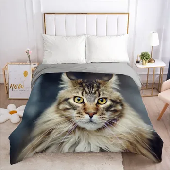 

3D Comforter Case Pet Cat Duvet Covers Quilt Cover Bed Linen Bedding Sets Quilt Covers 200*200cm King Size Gray Bedding Sets