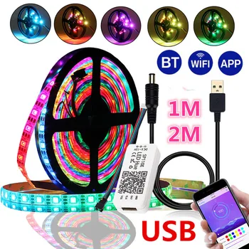 

DC5V 1M 2M WS2812B 5050 bluetooth USB APP Control RGB Individually Addressable LED Strip Light Kit