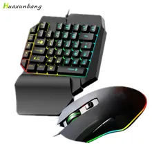 One-Handed Gaming Keyboard Mouse Set RGB Backlit Portable Mini Gaming Keypad Mice 39 Key Backlight Wired Keyboard PC Desktop