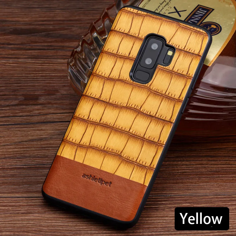 Yellow Телефонные чехлы для Samsung Galaxy S6 S7 S8 S9 S10 плюс карт и узором «крокодиловая кожа» чехол для Note 8 9 A5 A7 A8 J3 J5 J7 чехол - Цвет: Yellow