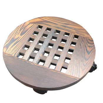 

Multifunctional Move Corrosion Resistant Stand Trays Durable Thicken With Wheels Wood Plant Stand Indoor Outdoor Carbonization