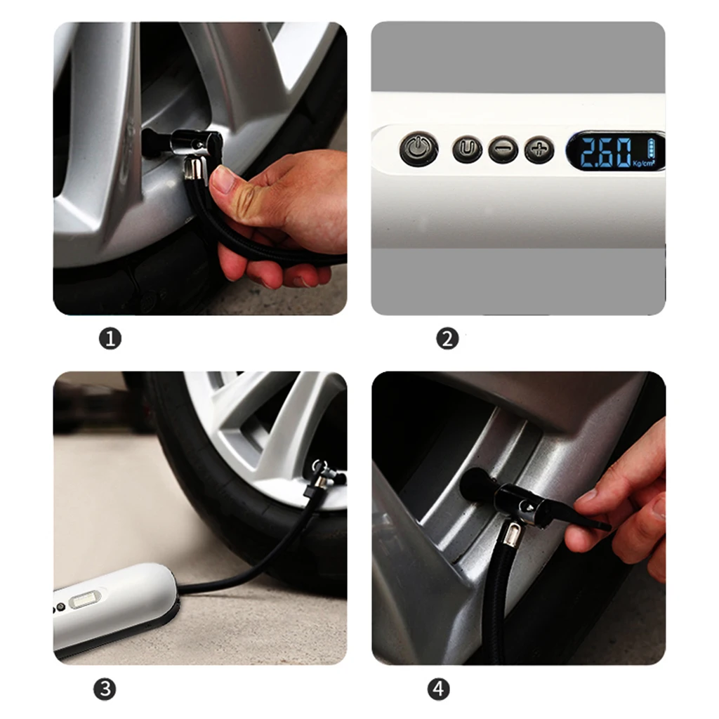 1pc 120PSI Cordless Car Air Compressor Pump Portable Inflator Car Tyre Pump Wireless Air Compressor Car Bike Dropship Good