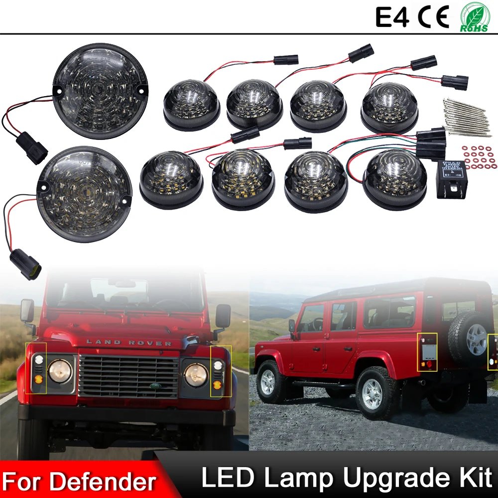 10pcs Smoked lens Rear Fog Lamp Reversing Light Complete LED Upgrade Kit For Land Rover Defender 1990-2016 | Автомобили и