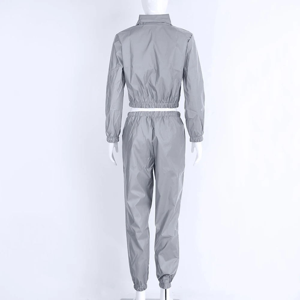 Осень Conjunto Feminino одежда для отдыха комплект из двух предметов уличная Женская Светоотражающая одежда Вечерние наряды для ночного клуба