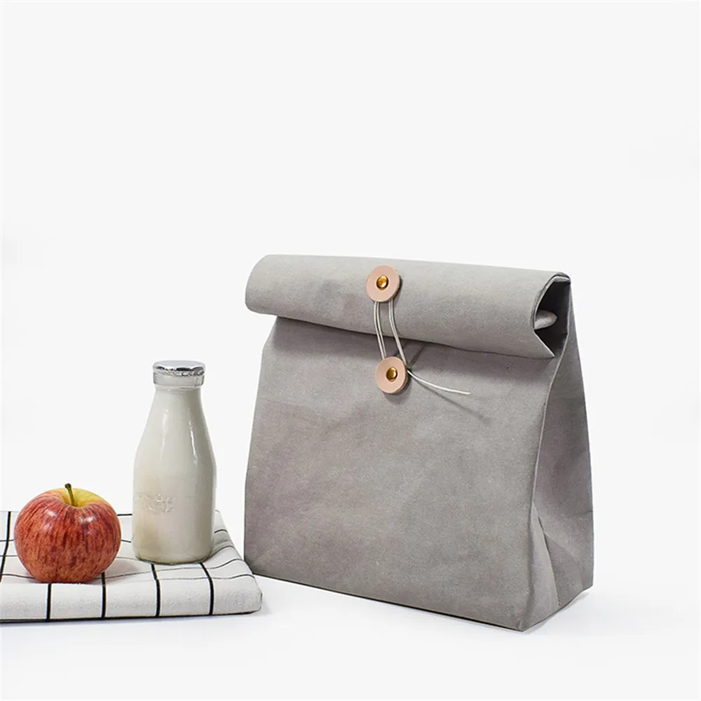 Ins Washable Kraft Paper Storage Bag Nordic Minimalist Gray Brown Waterproof Vegetable Bread Flower Book Bags for Home |