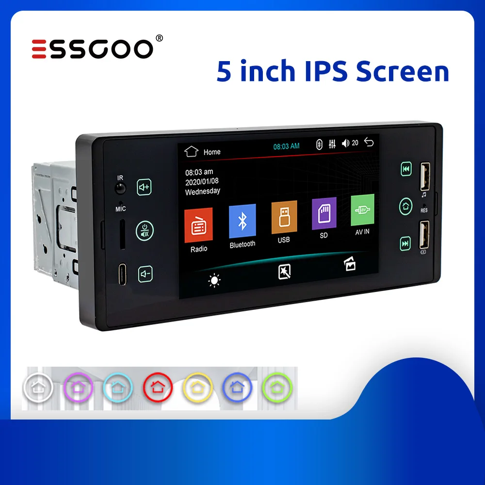 Автомагнитола ESSGOO стерео-система с поддержкой камеры заднего вида Bluetooth