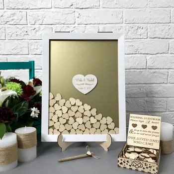 

Personalize Elegant Corlour wood Wedding Guest Book Alternative, Custom Engageme baby shower Drop Top Wish Box Guestbook