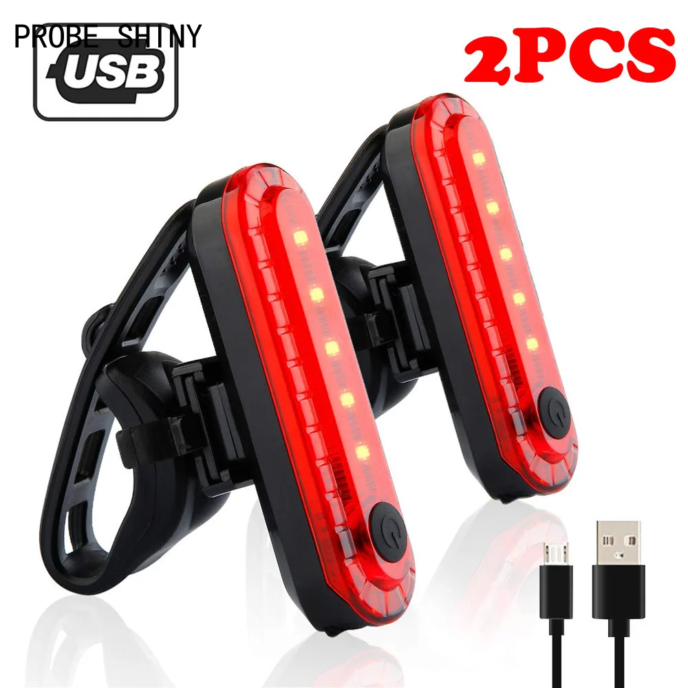PROBE SHINY Bicycle Light 2pc Usb Rechargeable Bike Cycling 4 Modes Led Front Rear Tail Lamp High Quality A711 | Спорт и развлечения
