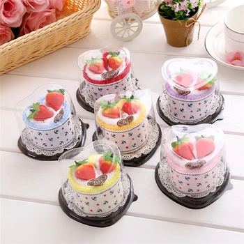 

20sets towel Cake shape packaging towel 20x20cm face towel Valentine's Wedding Birthday gift gotel home Decoration