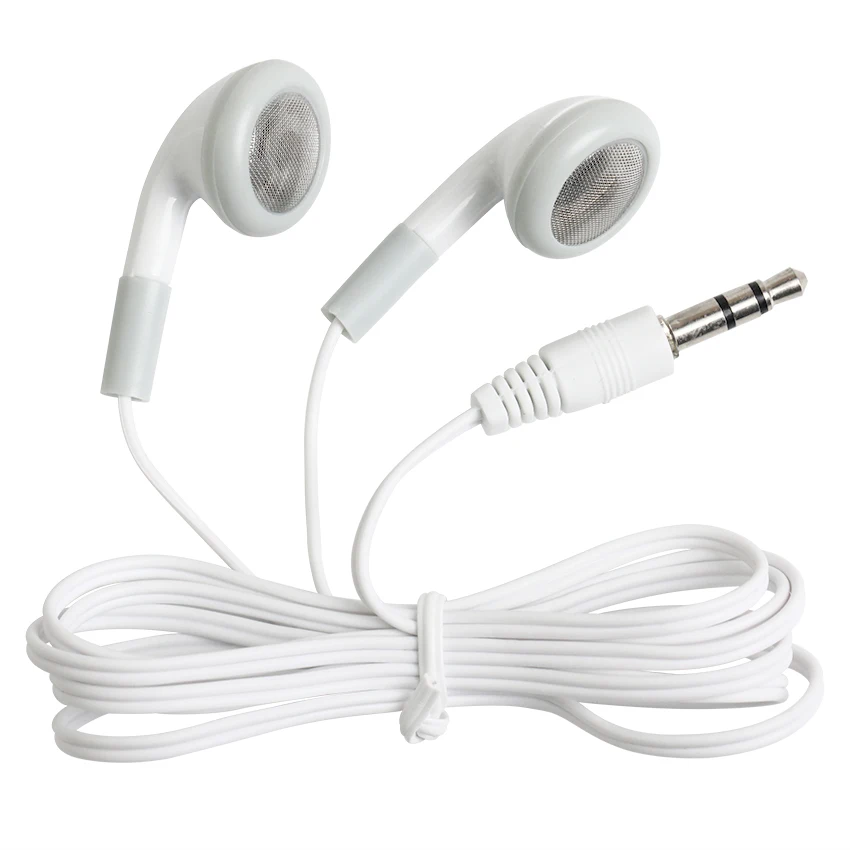 Wholesale White Cheapest Disposable Earphones for School Bus or Train or Plane for Museum for Company As Gift 500pcs/lot Opp Bag