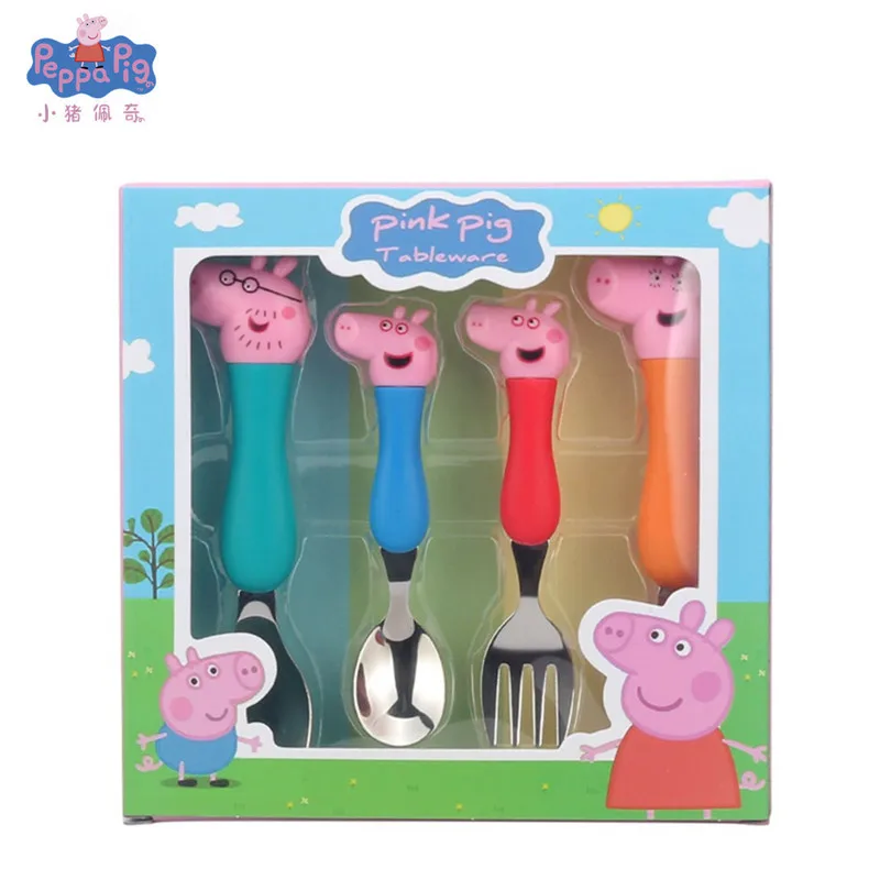 

Original brand new Peppa Pig toy George Family Tableware Soup Spoon Set Dining Lunch George Action Figures Toy for Children Gift