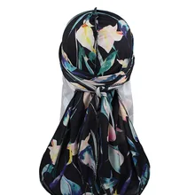 Хлопок Durag банданы с принтом для женщин и мужчин длинный хвост тюрбан