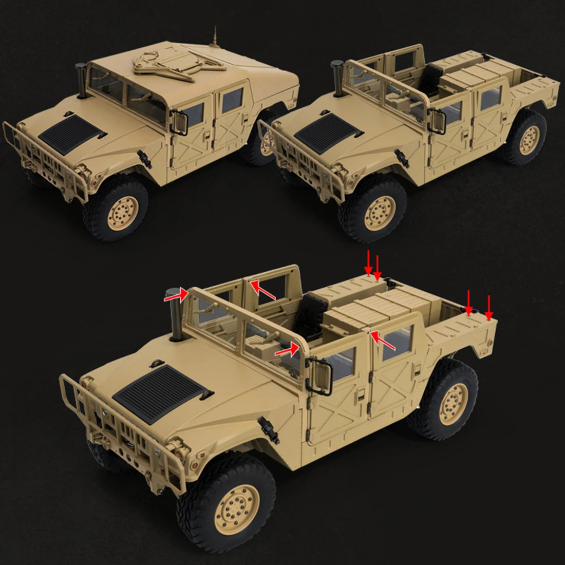 HG P408 1/10 2,4G 4WD 16CH 30 км/ч RC модель автомобиля U. S.4X4 военный грузовик без зарядного устройства-пустынный желтый