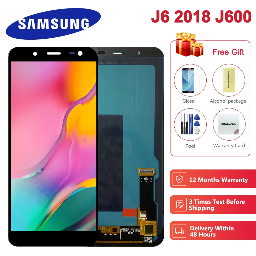 100% протестированный 5 6 ''Super AMOLED ЖК дисплей для Samsung Galaxy J6 2018 J600F J600 с сенсорным