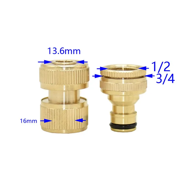 1/2 "Tömlő Gyorscsatlakozó Sárgaréz G1/2 G3/4 Kerti Csap Öntözés 16 Mm -Es Tömlőcsatlakozó Tiszta Réz Adapter 1Set - Image 3