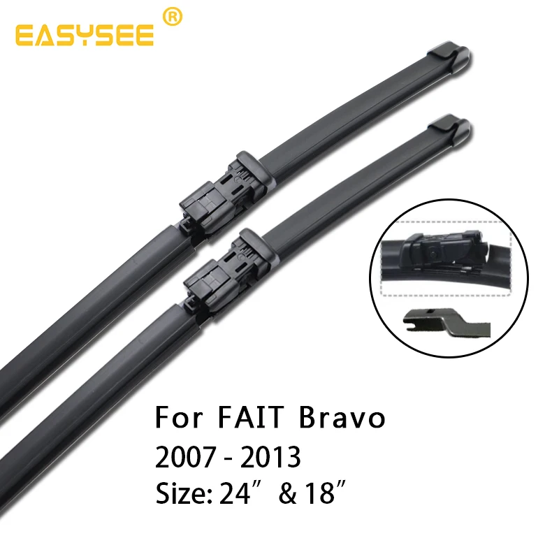 Windscreen windshield Wiper Blades for FIAT Bravo Fit Push Button Arms 2007 2008 2009 2010 2011 2012 2013 24"&18"