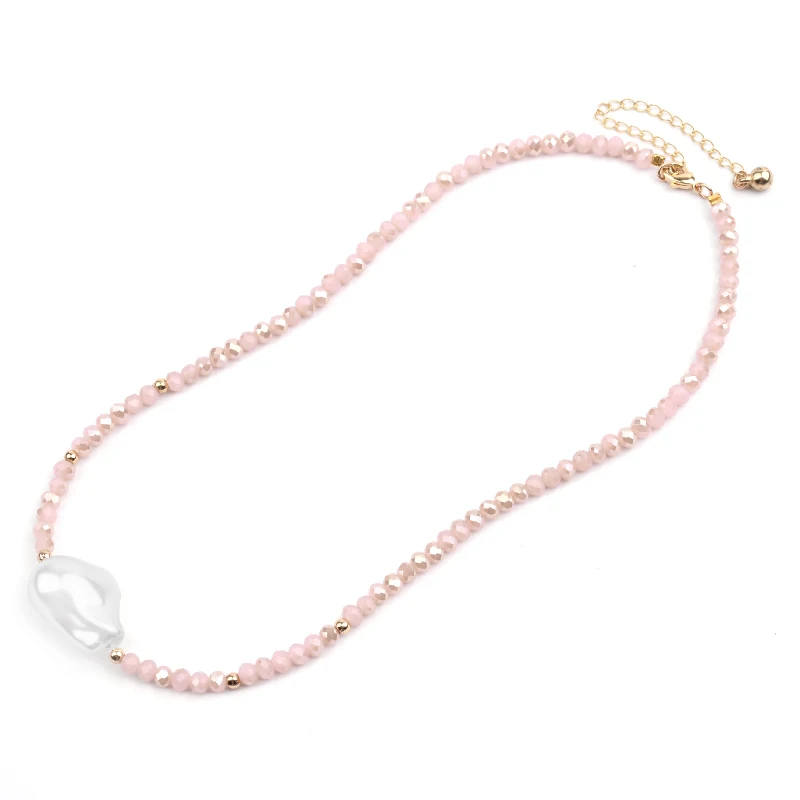 Модные эффектные Чокеры ожерелье s для женщин Boho Имитация Большой барокко резиновая жемчужина Cut ожерелье, украшенное кристаллами ювелирные изделия NKS250
