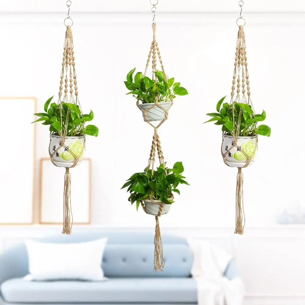 Handmade Macrame Flower Pot Hanging Basket Knotted Rope Flowerpot Net Bag Horticultural Home Door Balcony Courtyard Garden Decor |