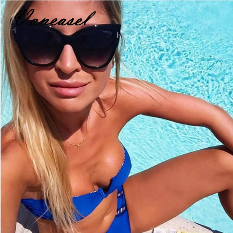 VANEASEL Trend Ins Oversized Sunglasses Wild Cat Eye Retro Personality T-shaped Street Shooting Glasses Women and Men | Аксессуары для
