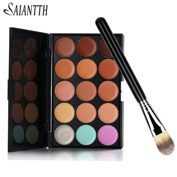 

SAIANTTH cosmetic tool combination kit 15 color concealer plate black wood foundation brush maquiagem make up tool set beauty