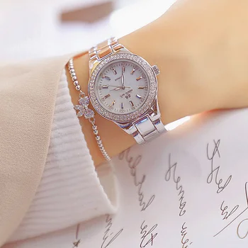 

Women's Watches fashion brand crystal dial simple pointer design waterproof Quartz Wristwatches business clock bayan kol saati