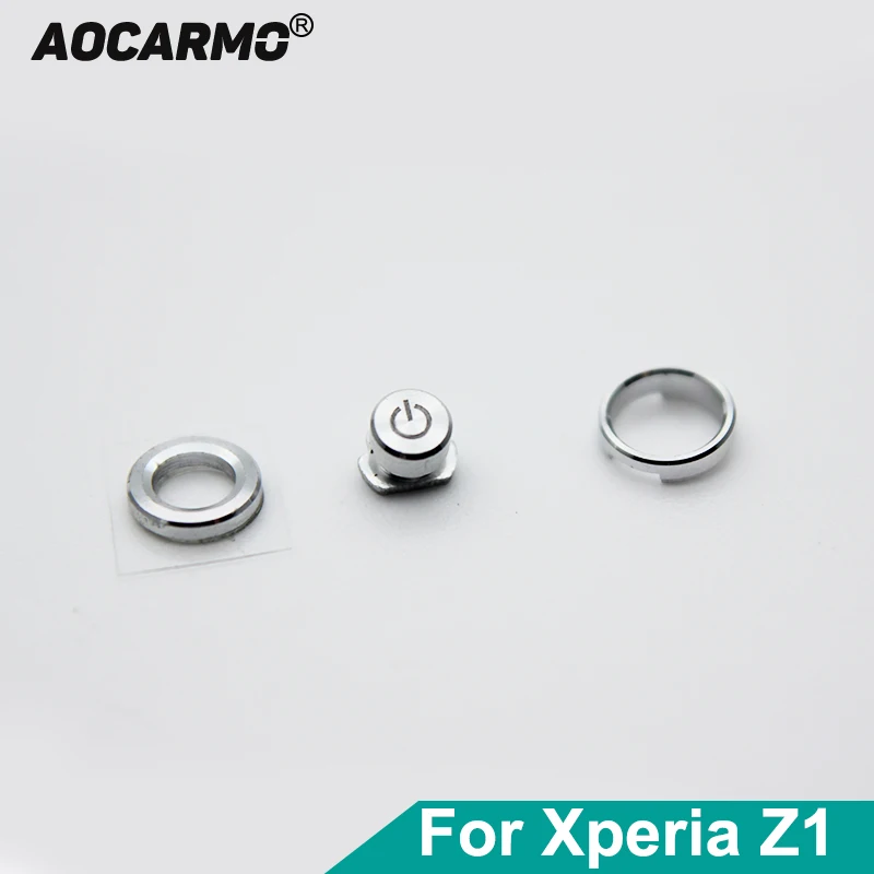 Aocarmo Power On Off Button Switch Key Circle Ring Headset Jack Ring 3 in 1 Full Set for Sony Xperia Z1 L39H C6902 C6903