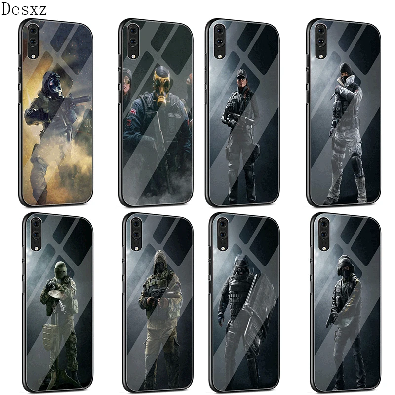 

Glass Case For Huawei P30 P20 P10 Y9 Y6 Mate 20 Pro Lite P Smart Honor 7A 8X 9 10 Cover Rainbow Six Siege Operation Black Ice