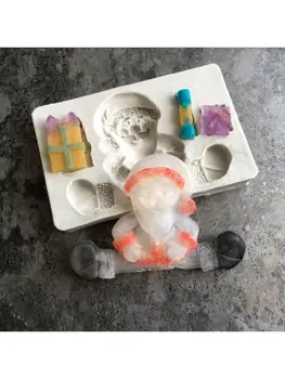 

Christmas Featival Mold Santa Claus Gift Box Resin Mold Silicone Christmas Man Molds Gumpaste Fondant Cake Decor Tools